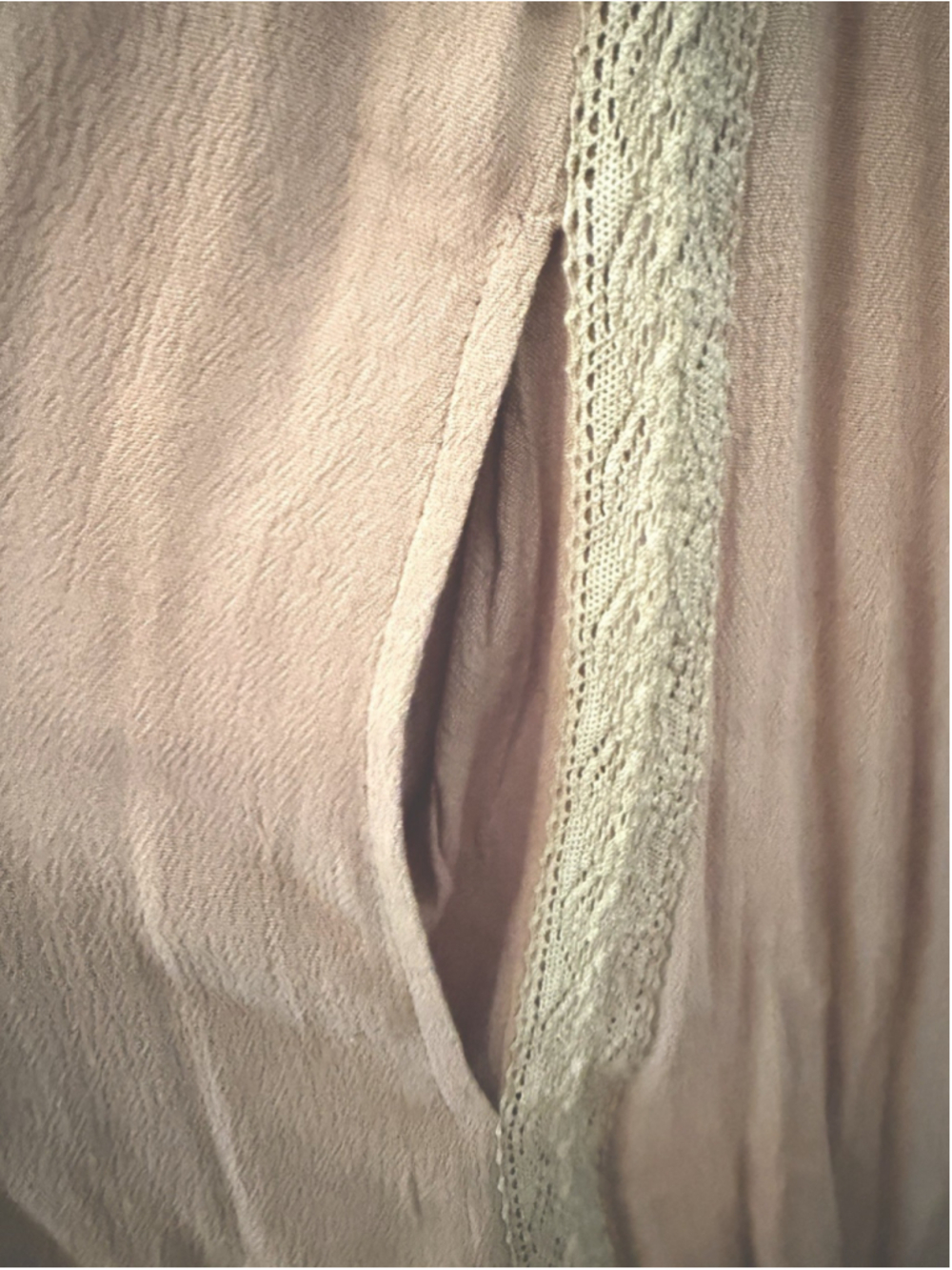 Oli & Hali Mocha Size L Bohemian Peasant Tunic Dress Oversized Lace Detail - Picture 10 of 10